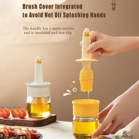 Oil Dispenser Bottle With Silicone Basting Brush 2 In 1  (1 Set)