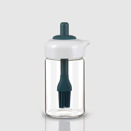 Glass Oil Dispenser Jar Bottle With Brush 2 In 1 (1 Set)