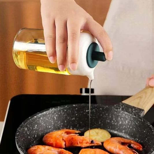 Glass Oil Dispenser Jar Bottle With Brush 2 In 1 (1 Set)