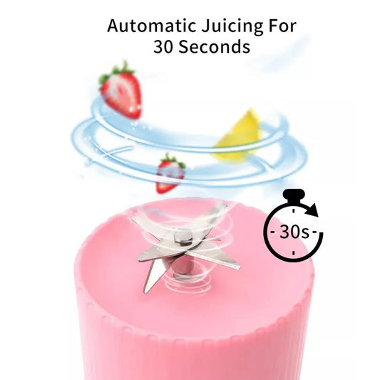 Blender Portable Juicer For Smoothie Juice Vegetable Shakes With 6 Blades Wireless Charging Mini Personal Size Mixer Bottle Grinder 420 Ml Multicolor